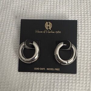 House of Harlow 1960 Shiny Silver Hoops
